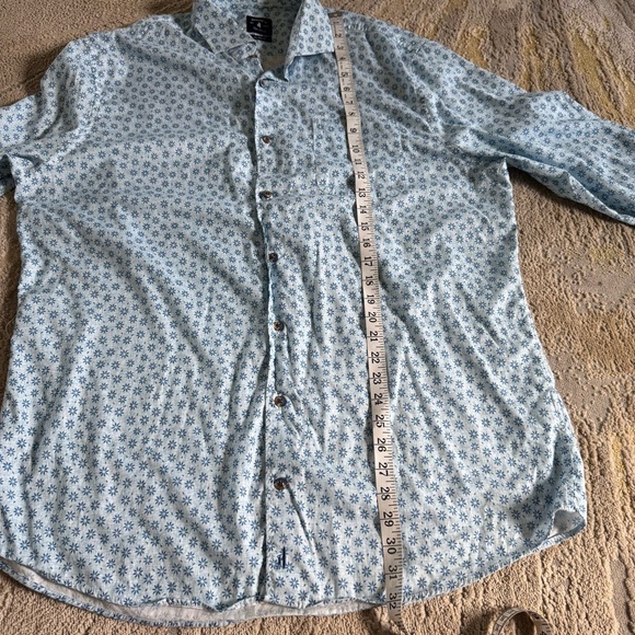 Johnnie-O Montage long sleep button front shirt Gulf Blue Top Shelf XL - Picture 8 of 9